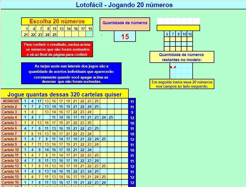 Planilhas Grátis Lotofácil 